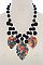 POSH DANGLING TROPICAL LEAVES IN FASHION BEADED STATEMENT NECKLACE JYNS-0969