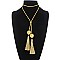 Classy Double Layer Gold Tone with Tassle Fashion Necklace SLNS0526