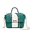 Small Size Flap Top Two Tone Accented Satchel