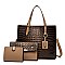 3 IN 1 Crocodile Tote & Clutch Set With Wallet