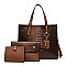 3 IN 1 Crocodile Tote & Clutch Set With Wallet