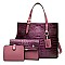 3 IN 1 Crocodile Tote & Clutch Set With Wallet