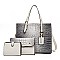 3 IN 1 Crocodile Tote & Clutch Set With Wallet