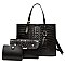 3 IN 1 Crocodile Tote & Clutch Set With Wallet