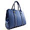 Kiss-lock Triple Compartment Saffiano Satchel