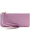 Saffiano Patel Color Double Zipper Wristlet Wallet