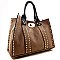 Turn-Lock Studded Leather Like Bag In Bag Tote