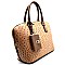 OR3807-LP Ostrich Print Zip-around Satchel with Coin Purse