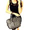 OR3807-LP Ostrich Print Zip-around Satchel with Coin Purse