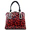 Patent Leopard Print Frame Fancy Metal Accent Tote