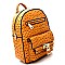 OST6353-LP Ostrich Print Embossed Padlock Accent Backpack