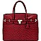 OST6355-LP Ostrich Print Embossed Padlock Oversized Structured Tote