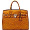 OST6355-LP Ostrich Print Embossed Padlock Oversized Structured Tote