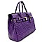 OST6355-LP Ostrich Print Embossed Padlock Oversized Structured Tote