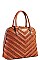 Nicole Lee Chevron Pattern Smooth Textured Satchel with Long Strap JYP-14075