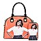 Obama Magazine Print Dome Stoned Satchel with Wallet 2 in 1 Set LU-PA0037