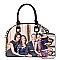 Obama Magazine Print Dome Stoned Satchel with Wallet 2 in 1 Set LU-PA0037