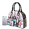 Obama Magazine Print Dome Stoned Satchel with Wallet 2 in 1 Set LU-PA0037