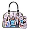 Obama Magazine Print Dome Stoned Satchel with Wallet 2 in 1 Set LU-PA0037