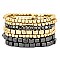 PB0102 7-LP Strands Metal Bead Elastic Bracelet