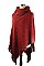 Glitter Accent Fringe Poncho FM-PC045