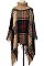 PACK OF 12 PCS ASSORTED COLOR PLAID PATTERN PONCHO