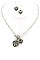 Antique Silver Tone Heart Design Rhinestone Necklace Set