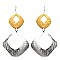 PE1417-LP Hammered Brass Open-cut Rhombus Earring