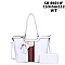 Striped Queen Bee Accent Tote Wallet Set