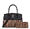 2 in 1 Leopard Print Padlock Satchel