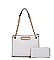 Quilted Chain Accente Satchel Shoulder Bag SET