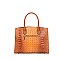 4 IN 1 Crocodile Embossed Padlock Accent Satchel - Cross body & Wallet Set