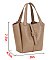 2-In-1 Buckled Triple Compartment Tote / Shoulder Bag with Wallet