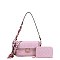 Scarfed Oval Print Shoulder Bag & Wallet Set pink 