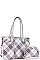 PLAID CHECK SHOPPER AND CROSS BODY 3 IN 1 SET