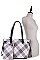 PLAID CHECK SHOPPER AND CROSS BODY 3 IN 1 SET