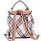 2 in 1 Plaid Checker Convertible Backpack Satchel