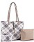 3 IN 1 STYLISH PLAID CROSS DESIGN SHOPPER BAG SET