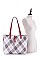 3 IN 1 STYLISH PLAID CROSS DESIGN SHOPPER BAG SET