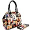 [S]PM0061W-LP Magazine Print Patent Frame Satchel Wallet SET