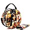 [S]PM014-1W-LP Magazine Print Studded Round Satchel Wallet SET