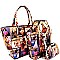 PM021-LP Magazine Print 3 in 1 Handle Satchel Tote SET