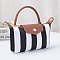 Striped Nylon Flap Satchel Crossbody Bag