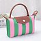 Striped Nylon Flap Satchel Crossbody Bag