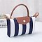 Striped Nylon Flap Satchel Crossbody Bag