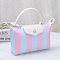 Striped Nylon Flap Satchel Crossbody Bag