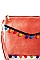 Puff Ball Details Lovely Clutch with Two Straps