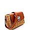 Structured Flip Lock Straw Flap Shoulder Bag Cross Body