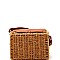 Structured Flip Lock Straw Flap Shoulder Bag Cross Body