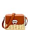 Flip Lock Structured Straw Flap Shoulder Bag Cross Body